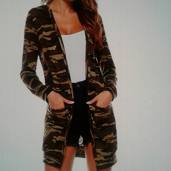 Lightweight open front camo cardigan - Picture 2 of 15